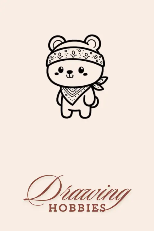 Cute Bear with Bandana Drawing