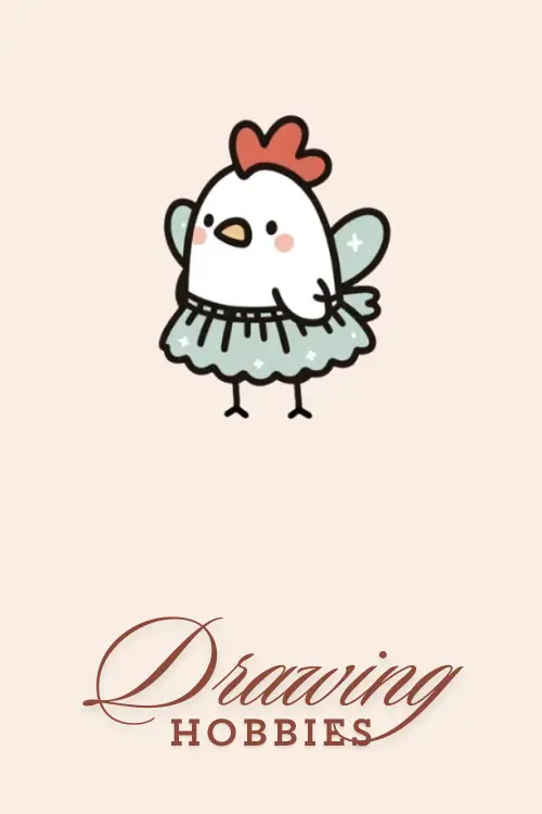 Cute Chicken in Fairy Costume Drawing