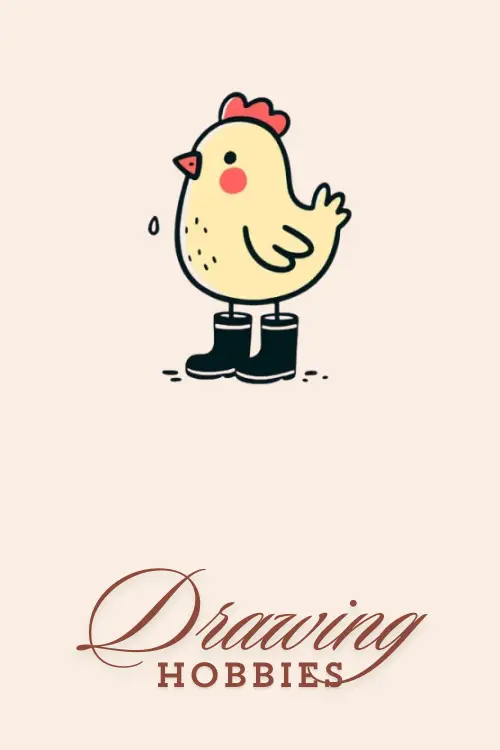 Cute Chicken in Rain Boots Drawing