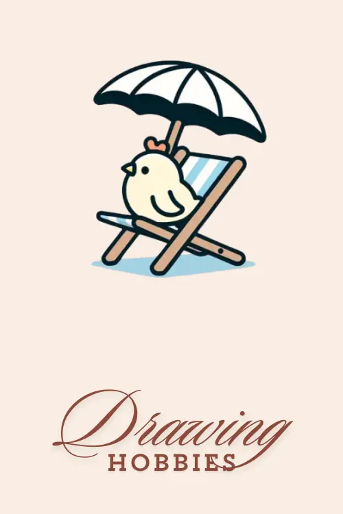 Cute Chicken sitting on Beach Chair Drawing