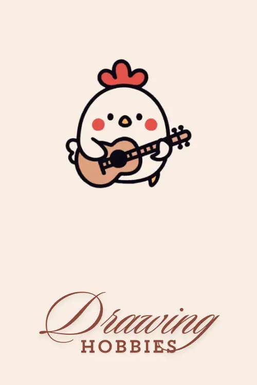 Cute Chicken with Guitar Drawing