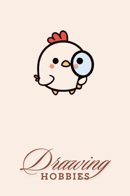 Cute Chicken with Magnifying Glass Drawing