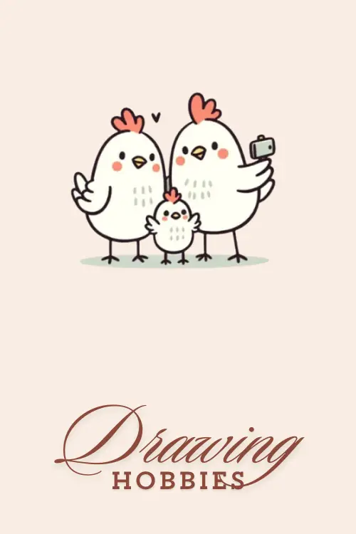 Cute Chickens Posing for a Family Photo Drawing