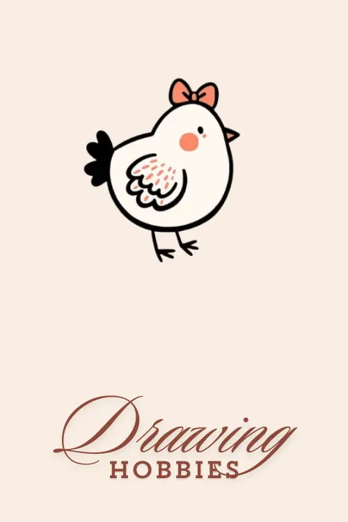 Cute Easy Chicken with Bow Drawing