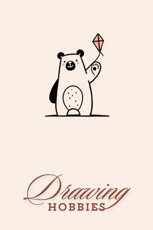 Easy Bear With Kite Drawing Cute