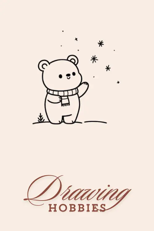 Easy Cute Bear Catching Snowflakes Drawing