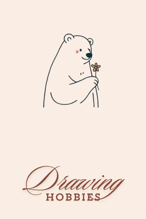 Easy Cute Bear With Flower Drawing