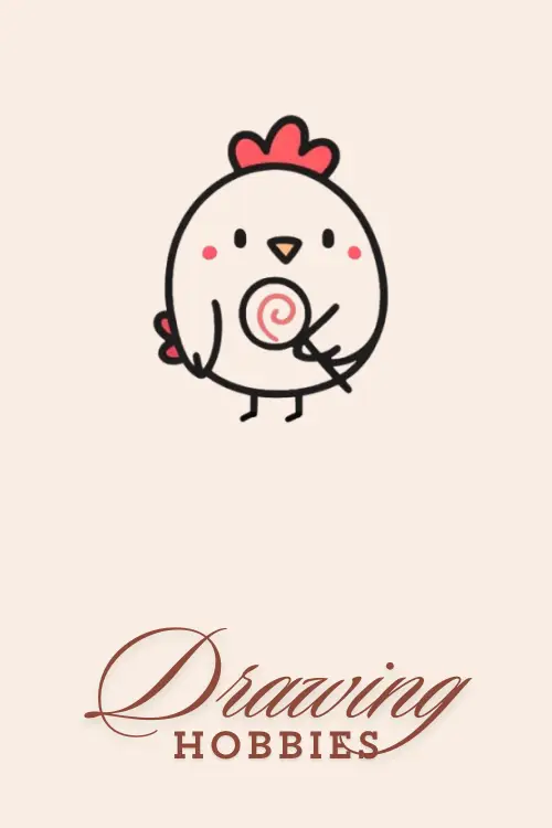 Easy Cute Chicken with Lollipop Drawing