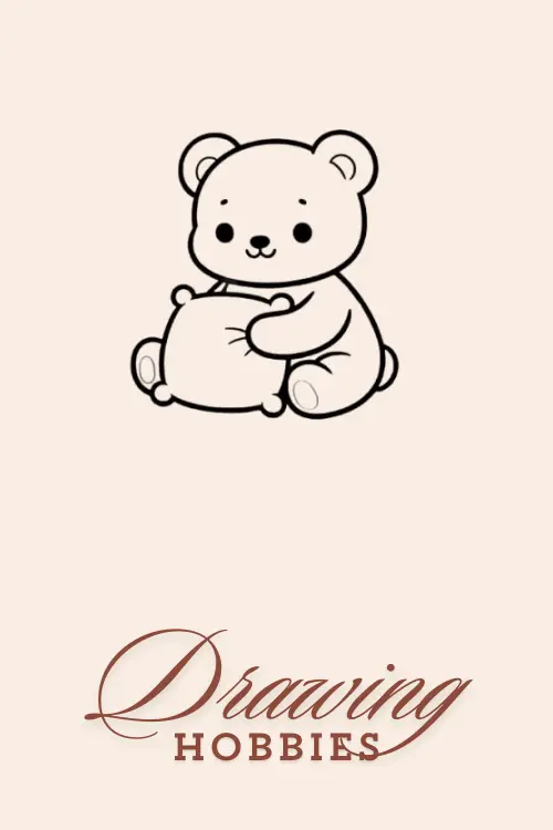 Kawaii Bear With Pillow Drawing