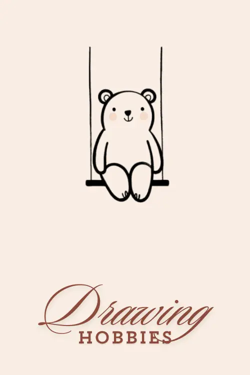 Simple Bear On Swing Drawing