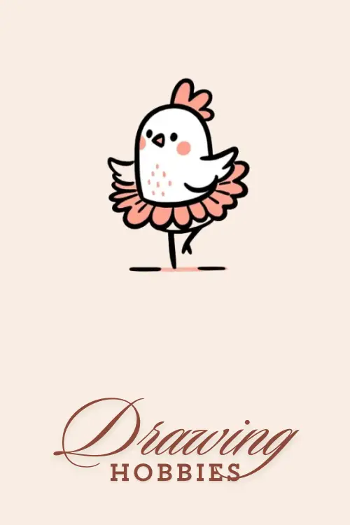 kawaii cute Chicken in Ballerina Tutu Drawing